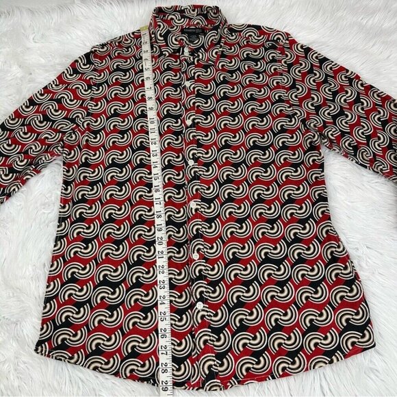 Kenneth Cole NY Men’s Black Red GEO Retro Button Down Long Sleeve Shirt L/C40 - Picture 7 of 8